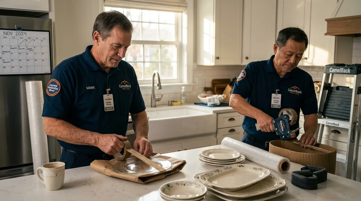 Professional crew packing kitchen dishware in Hahnville, LA